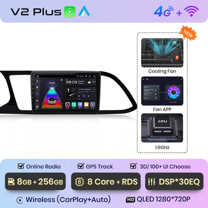 Radio Junsun V1pro Android Auto para Seat Leon MK3 2012-2020 con Carplay inalámbrico 4G, GPS, 2DIN 