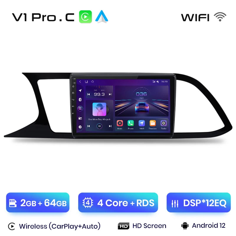 Radio Junsun V1pro Android Auto para Seat Leon MK3 2012-2020 con Carplay inalámbrico 4G, GPS, 2DIN 