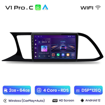 Radio Junsun V1pro Android Auto para Seat Leon MK3 2012-2020 con Carplay inalámbrico 4G, GPS, 2DIN 