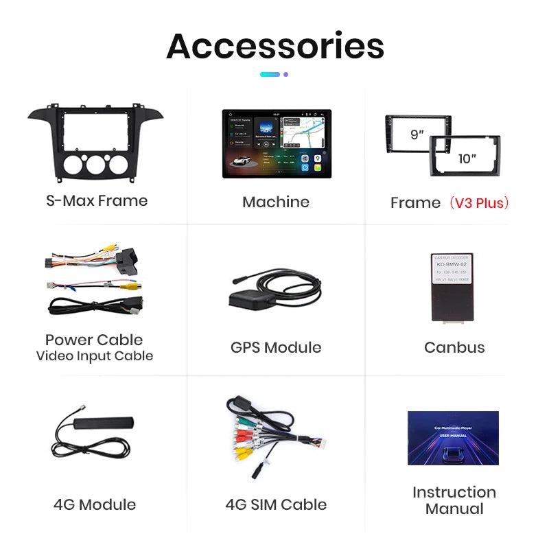 Junsun V3 Plus 2K Android 13 Wireless CarPlay Android Auto Car Intelligent Systems  For Ford S-Max S max 2007 - 2015 Autoradio