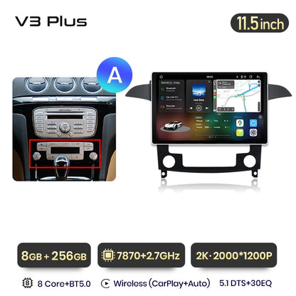 Junsun V3 Plus 2K Android 13 Wireless CarPlay Android Auto Car Intelligent Systems  For Ford S-Max S max 2007 - 2015 Autoradio