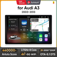 Junsun V3 Plus 2K Android 13 CarPlay inalámbrico Android Auto Sistemas inteligentes para Audi A3 8P 2003-2013 7870 Autoradio
