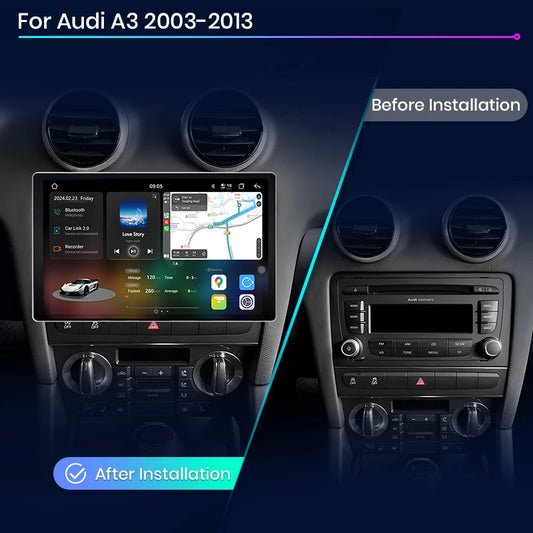 Junsun V3 Plus 2K Android 13 CarPlay inalámbrico Android Auto Sistemas inteligentes para Audi A3 8P 2003-2013 7870 Autoradio