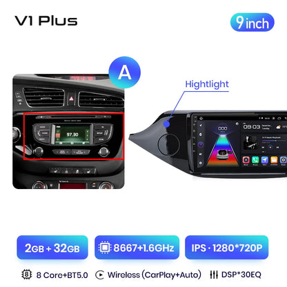 Junsun V3 Plus 2K Android 13 Drahtlose CarPlay Android Auto Auto Intelligente Systeme für KIA CEED JD Cee'd 2012-2018 Autoradio 