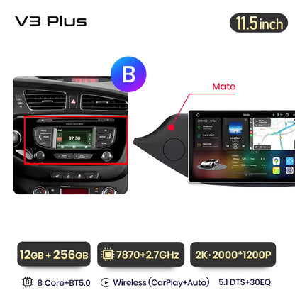 Junsun V3 Plus 2K Android 13 Drahtlose CarPlay Android Auto Auto Intelligente Systeme für KIA CEED JD Cee'd 2012-2018 Autoradio 