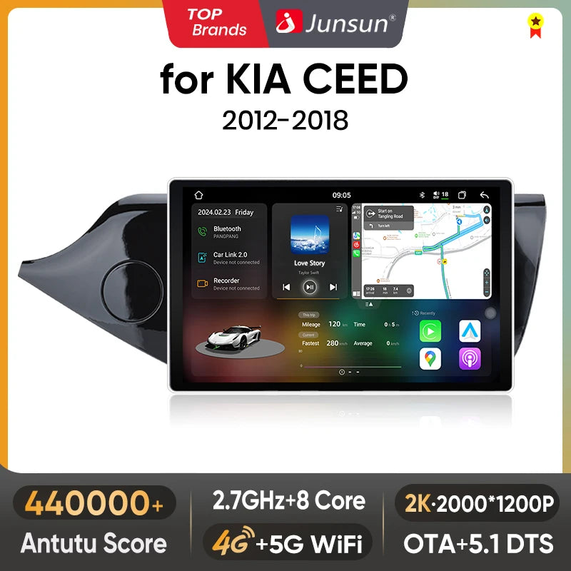Junsun V3 Plus 2K Android 13 Drahtlose CarPlay Android Auto Auto Intelligente Systeme für KIA CEED JD Cee'd 2012-2018 Autoradio 
