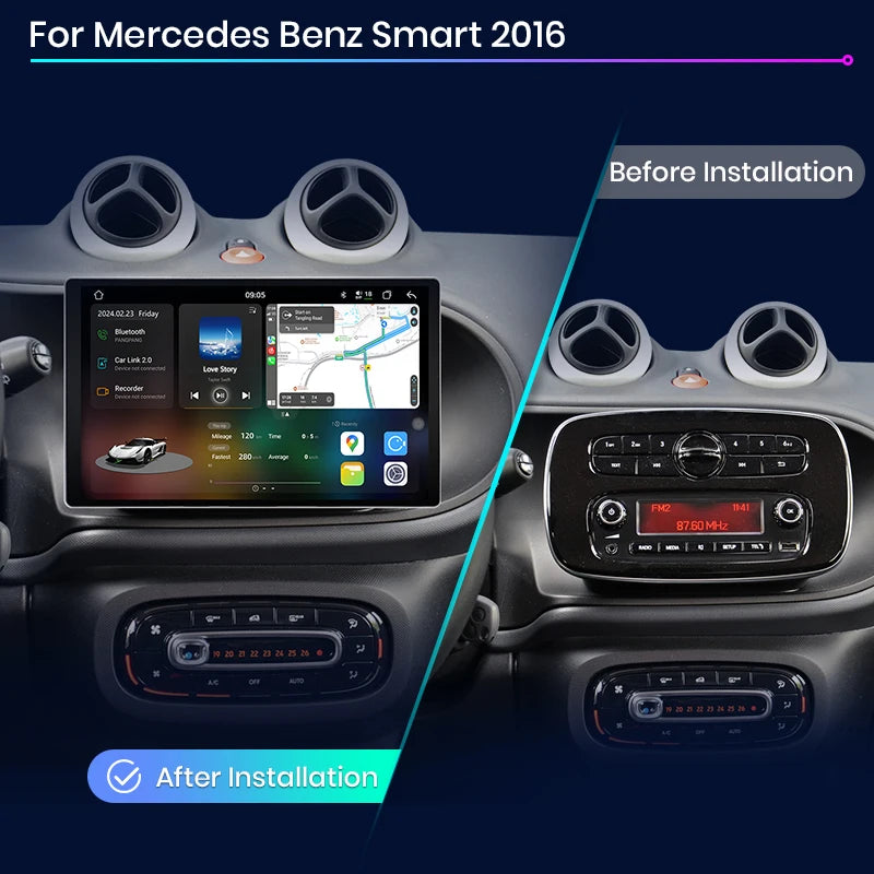 Junsun V3 Plus 2K Android 13 Drahtlose CarPlay Android Auto Auto Intelligente Systeme für Mercedes Benz Smart 2016 Autoradio 