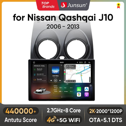 Junsun V3 Plus 2K Android 13 Drahtlose CarPlay Android Auto Auto Intelligente Systeme für Nissan Qashqai J10 2006 - 2013 Autoradio 