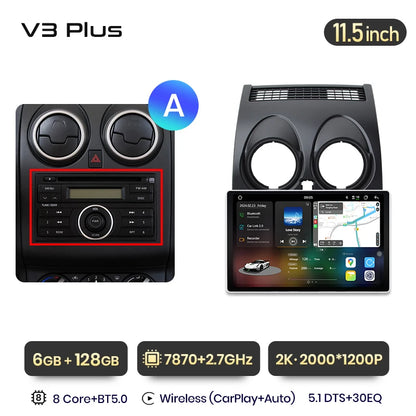 Junsun V3 Plus 2K Android 13 Drahtlose CarPlay Android Auto Auto Intelligente Systeme für Nissan Qashqai J10 2006 - 2013 Autoradio 