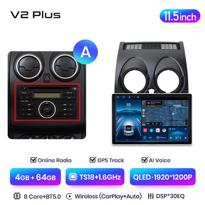 Junsun V3 Plus 2K Android 13 Drahtlose CarPlay Android Auto Auto Intelligente Systeme für Nissan Qashqai J10 2006 - 2013 Autoradio 