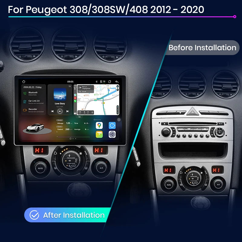 Junsun V3 Plus 2K Android 13 Drahtlose CarPlay Android Auto Auto Intelligente Systeme für Peugeot 308 308SW 408 2012-2020 Autoradio 