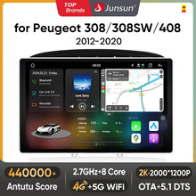 Junsun V3 Plus 2K Android 13 CarPlay inalámbrico Android Auto Sistemas inteligentes para Peugeot 308 308SW 408 2012-2020 Autoradio 