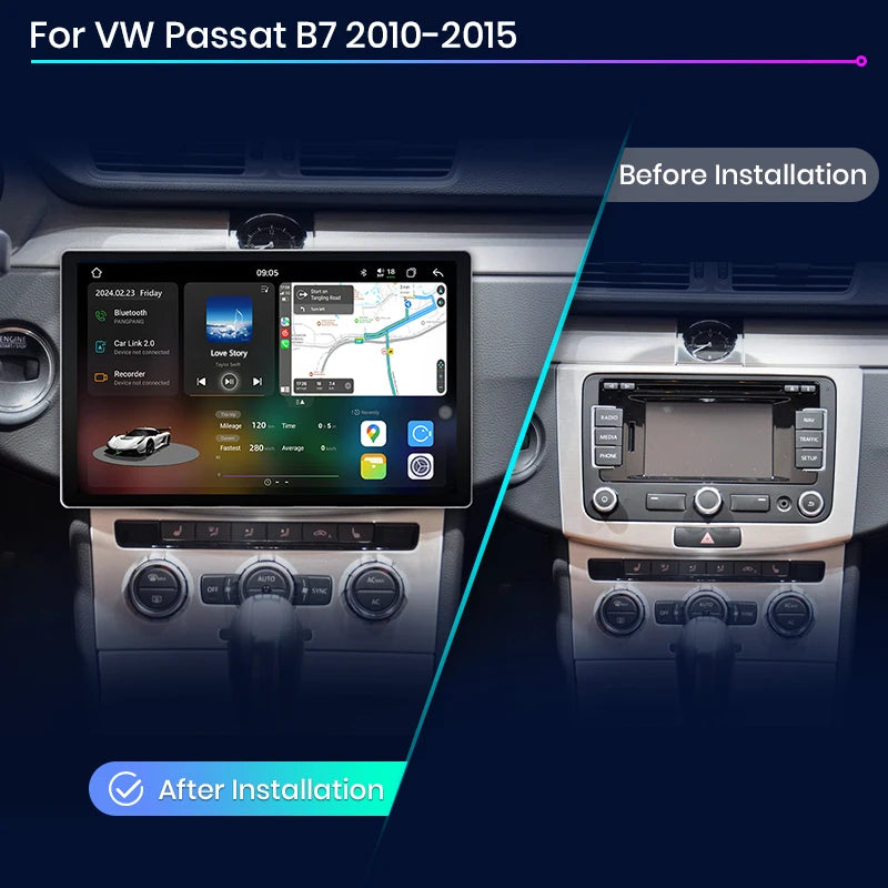 Junsun V3 Plus 2K Android 13 Wireless CarPlay Android Auto Car Intelligent Systems for VW Passat B6 B7 CC 2010-2015 Autoradio