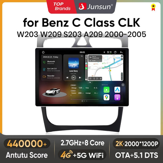 Junsun V3 Plus 2K CarPlay Android Auto Auto Intelligente Systeme für Mercedes Benz C Klasse CLK Klasse W203 W209 S203 A209 2000-2005 