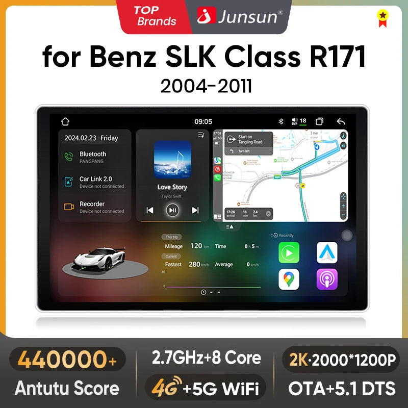 Junsun V3 Plus 2K Drahtlose CarPlay Android Auto Auto Intelligente Systeme Für Mercedes Benz SLK Klasse R171 2004-2011 Autoradio 