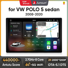 Junsun V3 Plus 2K CarPlay inalámbrico Android Auto Sistemas inteligentes para VW Volkswagen POLO 5 sedán 2008-2020 Autoradio 