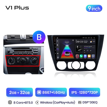 Junsun V3 Plus 2K Wireless CarPlay Android Auto Car Intelligent Systems for BMW 1-Series E87 E81 E82 E88 2004-2011 Autoradio