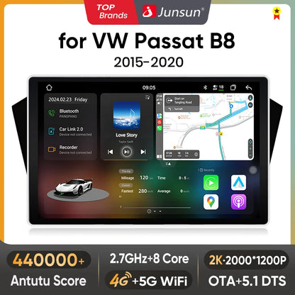 Junsun V3 Plus 2K Wireless CarPlay Android Auto Car Intelligent Systems for VW Volkswagen Passat B8 2015-2020 Autoradio