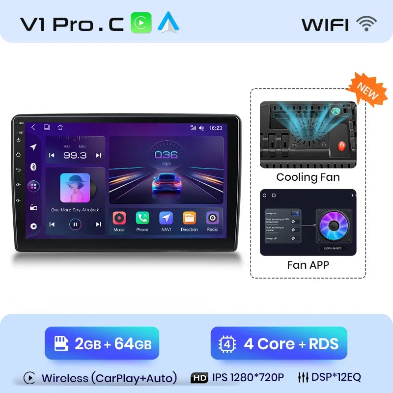 Radio de coche Junsun Wireless CarPlay Android Auto para Ford New Transit 2009, 2010, 2011, 2012, 2013-2019, sistemas inteligentes multimedia 
