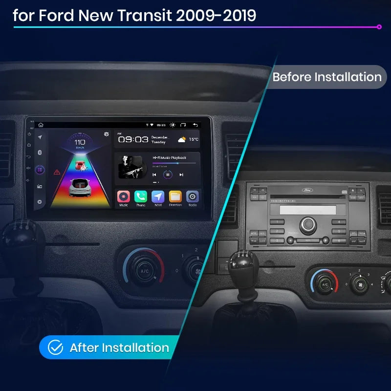 Radio de coche Junsun Wireless CarPlay Android Auto para Ford New Transit 2009, 2010, 2011, 2012, 2013-2019, sistemas inteligentes multimedia 