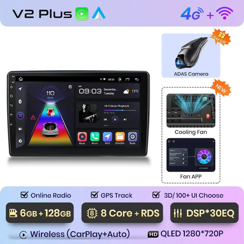Radio de coche Junsun Wireless CarPlay Android Auto para Ford New Transit 2009, 2010, 2011, 2012, 2013-2019, sistemas inteligentes multimedia 