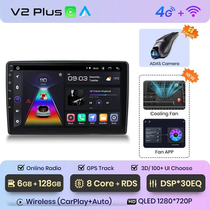 Radio de coche Junsun Wireless CarPlay Android Auto para Ford New Transit 2009, 2010, 2011, 2012, 2013-2019, sistemas inteligentes multimedia 