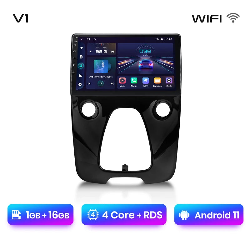 Radio de coche Junsun con CarPlay inalámbrico y Android Auto para Peugeot 108 y Toyota Aygo B40 (2014-2021), GPS, sistemas inteligentes 