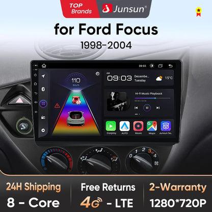 Radio de coche Junsun con CarPlay inalámbrico y Android Auto para Ford Fiesta (1995-2001), Focus Mk1 (1998-2004), sistemas inteligentes para coche. 