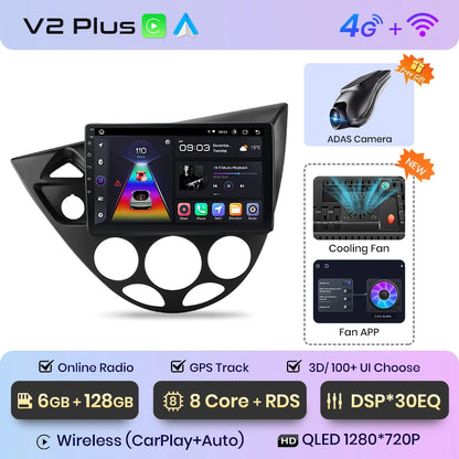 Radio de coche Junsun con CarPlay inalámbrico y Android Auto para Ford Fiesta (1995-2001), Focus Mk1 (1998-2004), sistemas inteligentes para coche. 