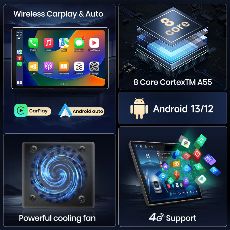 Junsun X7 MAX 13.1“ 2K AI Voice Wireless CarPlay Android Auto Car Radio for Fiat Doblo 2015 - 2019  Multimedia autoradio