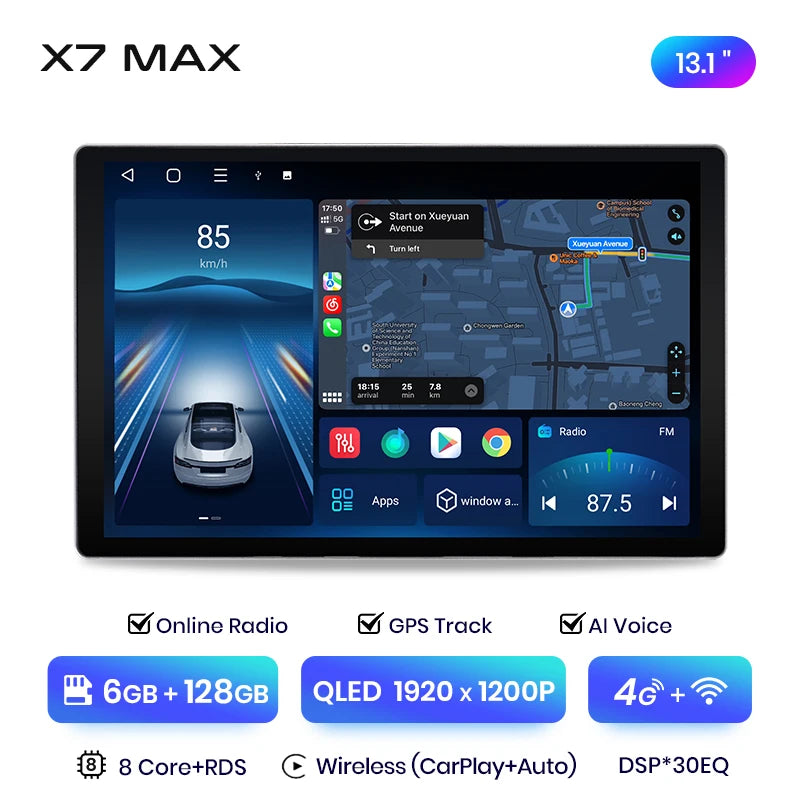 Junsun X7 MAX 13.1“ 2K AI Voice Wireless CarPlay Android Auto Car Radio for Fiat Doblo 2015 - 2019  Multimedia autoradio