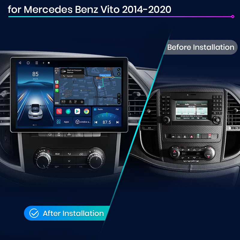 Junsun X7 MAX 13.1" 2K CarPlay inalámbrico Android Auto Radio para Mercedes Benz Vito W447 2014-2020 Autorradio multimedia 