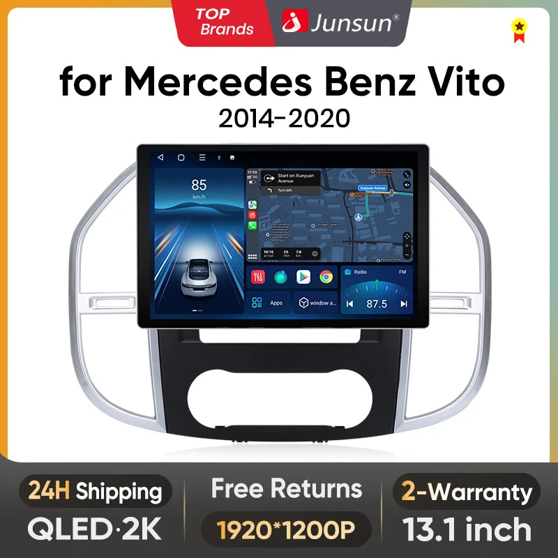 Junsun X7 MAX 13.1" 2K CarPlay inalámbrico Android Auto Radio para Mercedes Benz Vito W447 2014-2020 Autorradio multimedia 