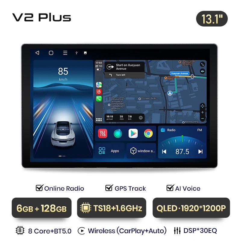 Junsun X7 MAX 2K HD - Radio de coche inalámbrica con CarPlay para BMW E46 M3 318/320/325/330/335, GPS, 2DIN 