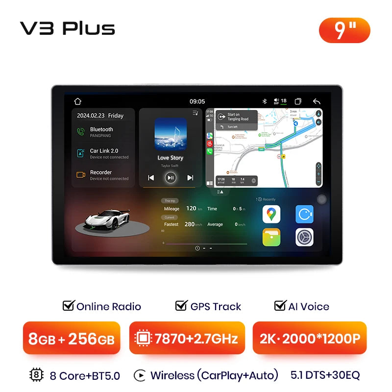 Junsun X7 MAX 2K HD - Radio de coche inalámbrica con CarPlay para BMW E46 M3 318/320/325/330/335, GPS, 2DIN 