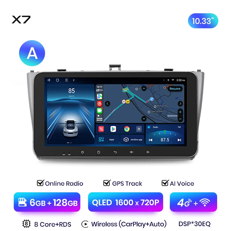 Junsun X7 PRO 11,5“ 2K AI Voice Wireless CarPlay Android Auto Autoradio für Toyota Avensis T27 2008-2015 Multimedia-Autoradio 