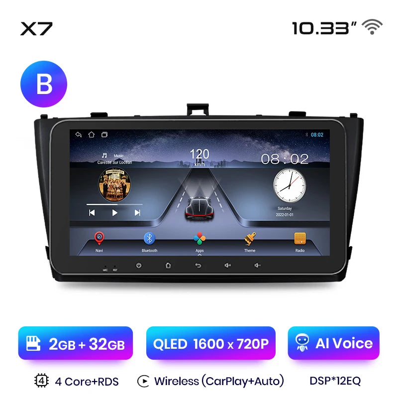 Junsun X7 PRO 11,5“ 2K AI Voice Wireless CarPlay Android Auto Autoradio für Toyota Avensis T27 2008-2015 Multimedia-Autoradio 