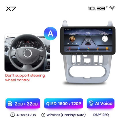 Junsun X7 PRO 11.5“ 2K Wireless CarPlay Android Auto Car Radio for Renault Logan 1 Sandero 2009-2013 Dacia Duster autoradio