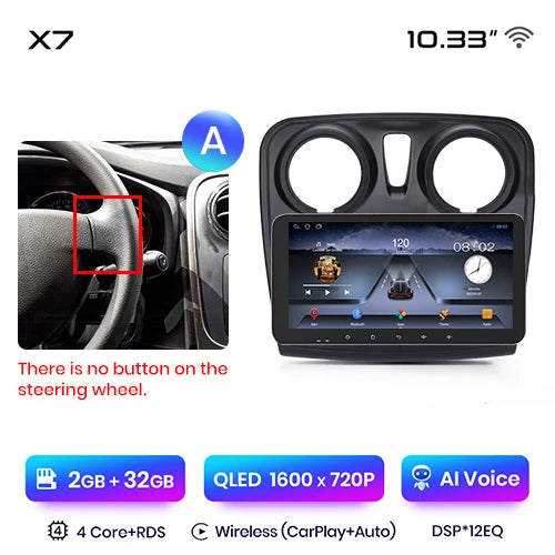 Junsun X7 PRO 11.5“ 2K  Wireless CarPlay Android Auto Car Radio for Renault Logan 2 Sandero 2014-2019 Multimedia autoradio