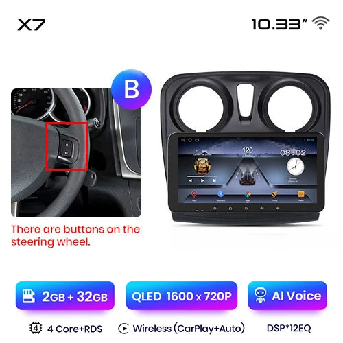 Junsun X7 PRO 11.5“ 2K  Wireless CarPlay Android Auto Car Radio for Renault Logan 2 Sandero 2014-2019 Multimedia autoradio