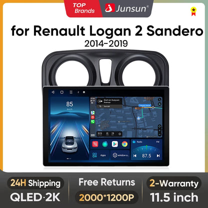 Junsun X7 PRO 11.5“ 2K  Wireless CarPlay Android Auto Car Radio for Renault Logan 2 Sandero 2014-2019 Multimedia autoradio