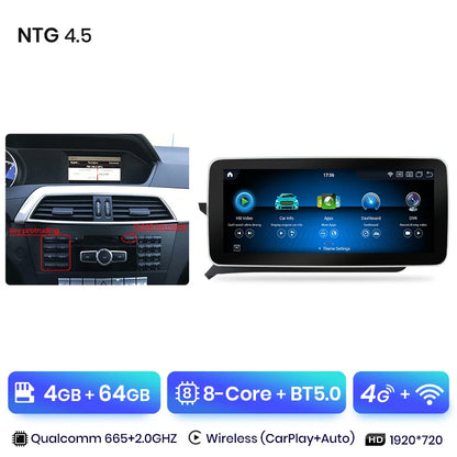 Junsun KSW Qualcomm 665 CarPlay For Apple Car Radio Multimedia For Mercedes-Benz C Class W204 S205 C204 2007-2018 4G WiFi Stereo