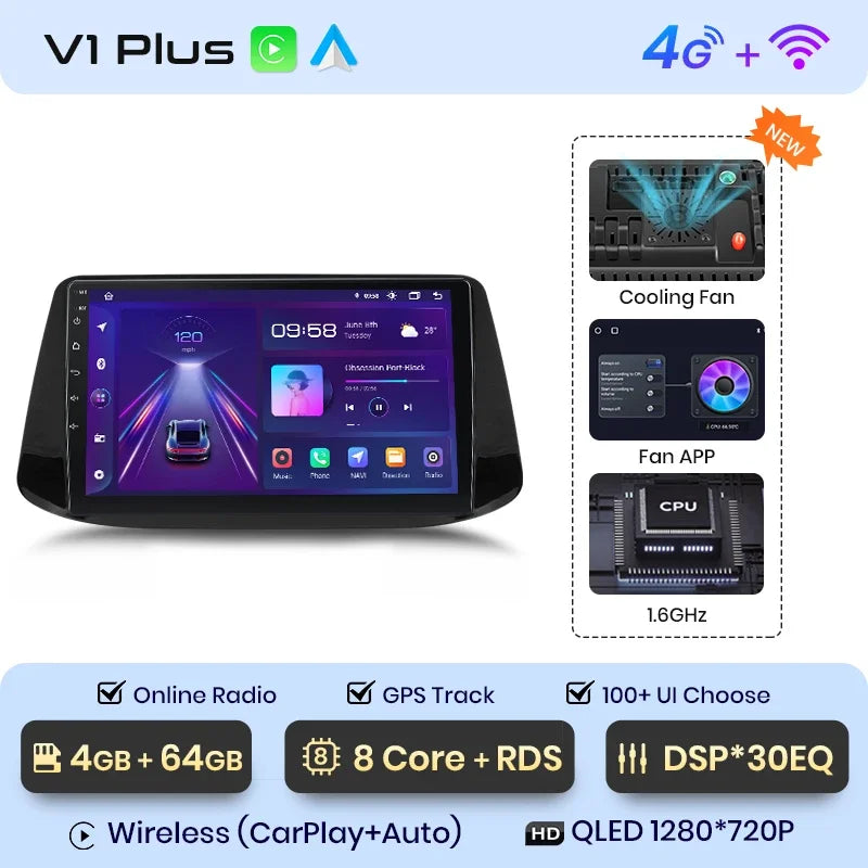 Junsun Wireless CarPlay Android Autoradio für Hyundai i30 2017 2018 Auto Intelligente Systeme RDS BT WiFi 2 Din 