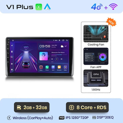 Junsun CarPlay inalámbrico Android Auto Radio para Nissan Sentra Almera 2000 2001-2006 Sistemas inteligentes para coche RDS BT WiFi 2 DIN 