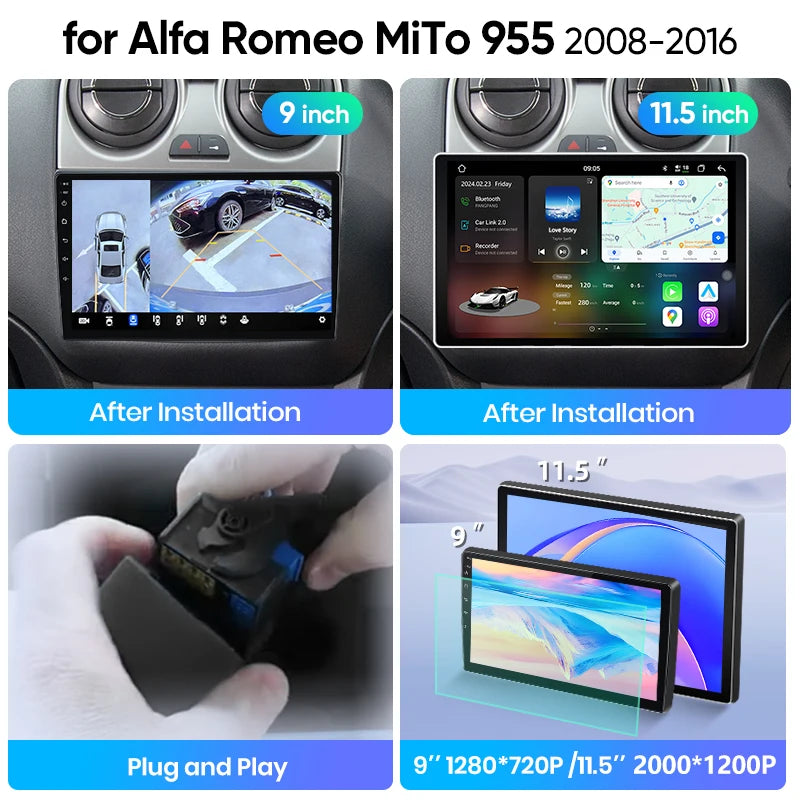 Junsun Wireless CarPlay Car Radio For Alfa Romeo MiTo 955 2008 2009 2010-2016 Android Multimedia