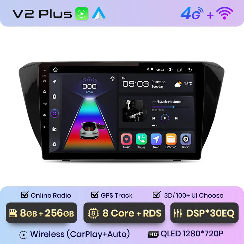 Junsun V1pro AI Voice Android Autoradio für Skoda Superb 3 2015-2019 Carplay 4G Auto Multimedia GPS 2din Autoradio 