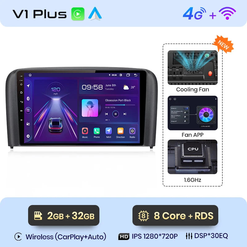 Junsun V1 Pro para Volvo S80 1998-2006 Radio de coche Android Reproductor de vídeo para coche CarPlay Android Auto GPS No 2 din DVD 2 din 