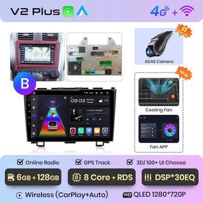 Radio de coche Junsun V1 con CarPlay inalámbrico y Android Auto para Honda CR-V 3 RE CRV 2007-2011, GPS, sistemas inteligentes para coche, autorradio inteligente. 