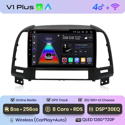 Junsun V1pro AI Stimme 2 din Android Auto Radio Für Hyundai Santa Fe 2 2006-2012 Carplay 4G Auto Multimedia GPS 2din autoradio 