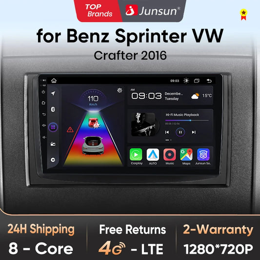 Junsun Wireless CarPlay Android Auto Radio For Mercedes-Benz Sprinter VW Crafter 2006 Car Intelligent Systems RDS BT WiFi 2 din